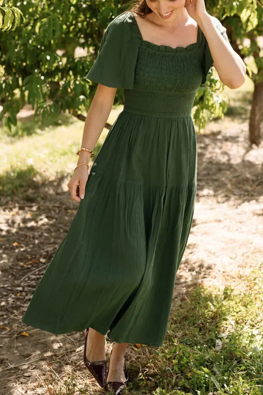 Jade Dress in Evergreen