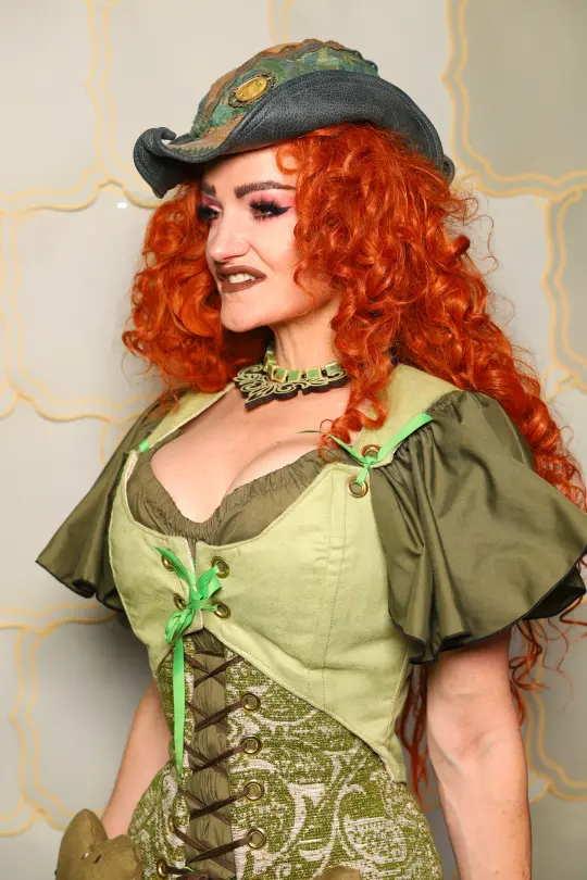 13. Cropped Marie Corset in Sweet Gherkin Suede *PLEASE order by BUST Measurement, NOT waist!* - The Brine for Bunny Collection