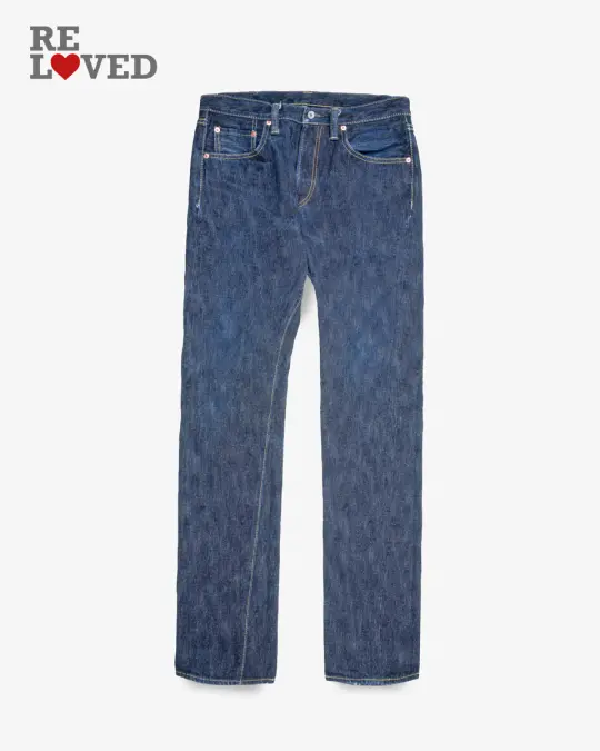 16oz Slubby Selvedge Denim Slim Tapered Cut Jeans - Indigo (IH-777S-SLB) Tag 33, Hemmed to 35.0"