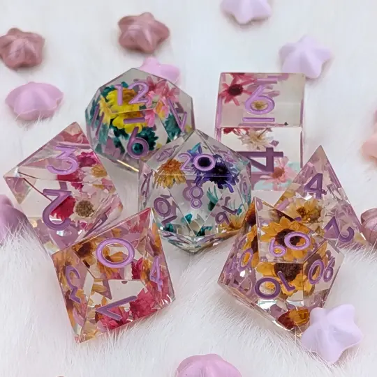 Flower Bouquet - Floral Sharp Edge DnD Dice Set