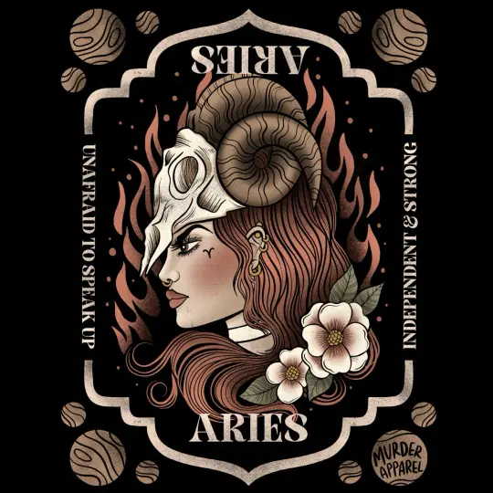 Aries Zodiac T-Shirt - Gothic Astrology Tee