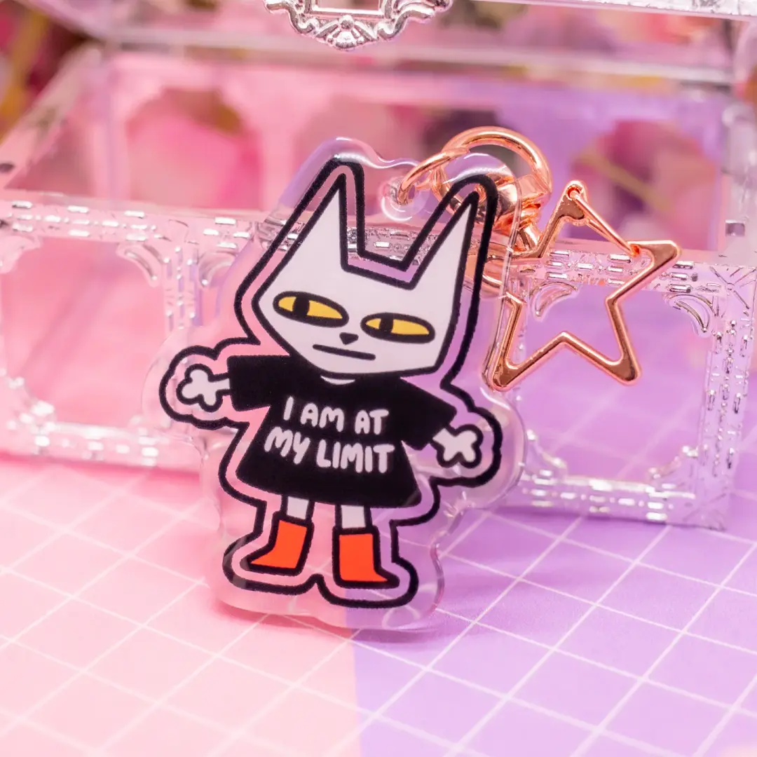 "I am at my LIMIT" cat acrylic charm / keychain