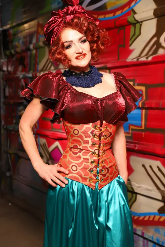 Wench Underbust Corset in Persimmon Mosaic - The Magic Carpet Ride Collection