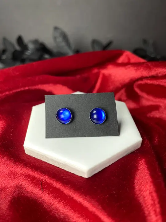 Blue Vintage Glass Stud Earrings