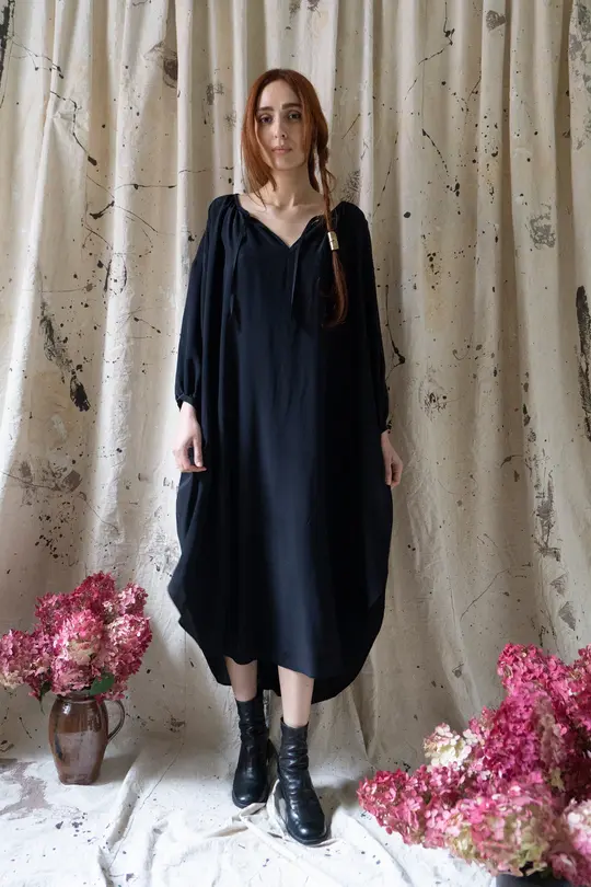 Orion Dress - Black Silk