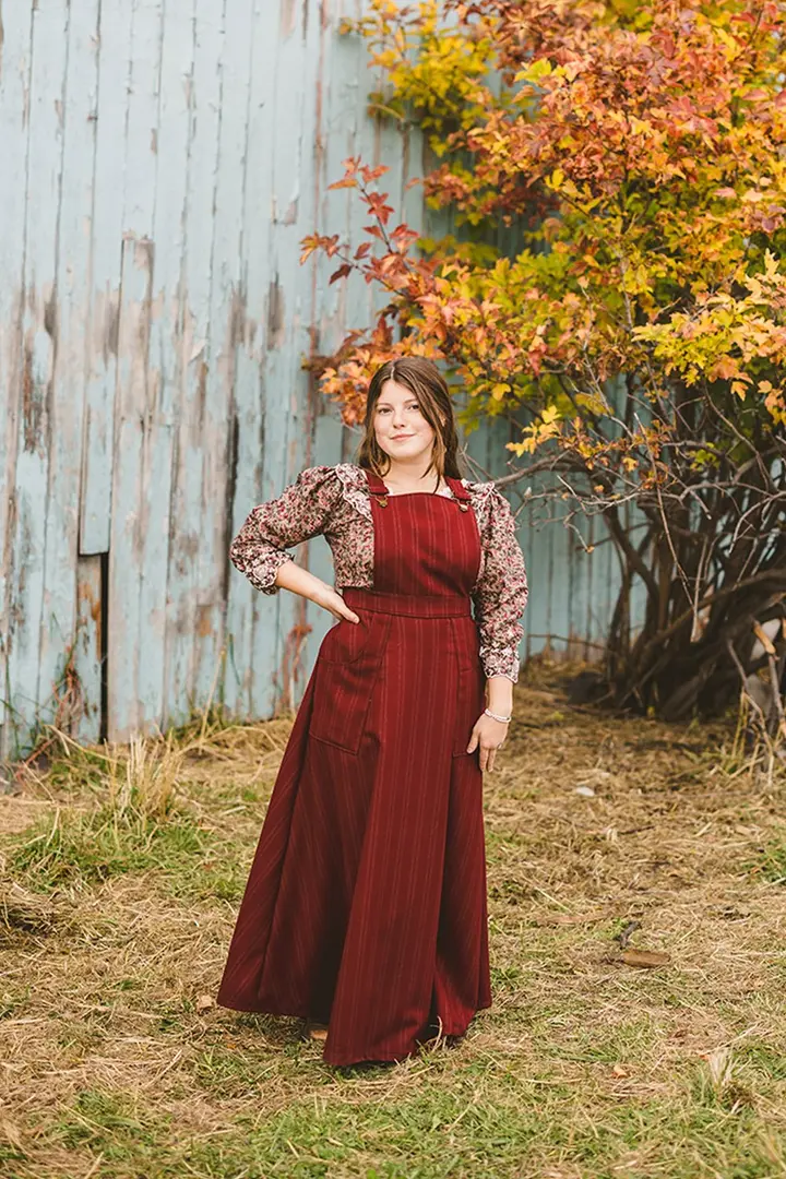 Wool Blend Pinafore in Apple Butter-Small