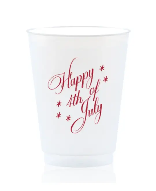 Happy 4th of July Frosted Red Foil Cups, Set of 12