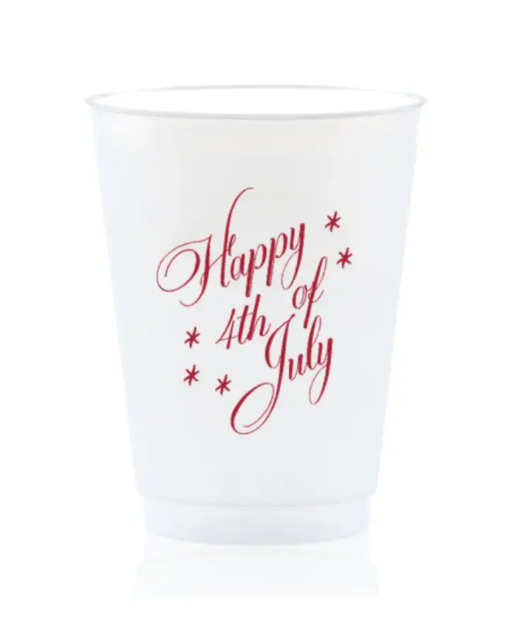 Happy 4th of July Frosted Red Foil Cups, Set of 12
