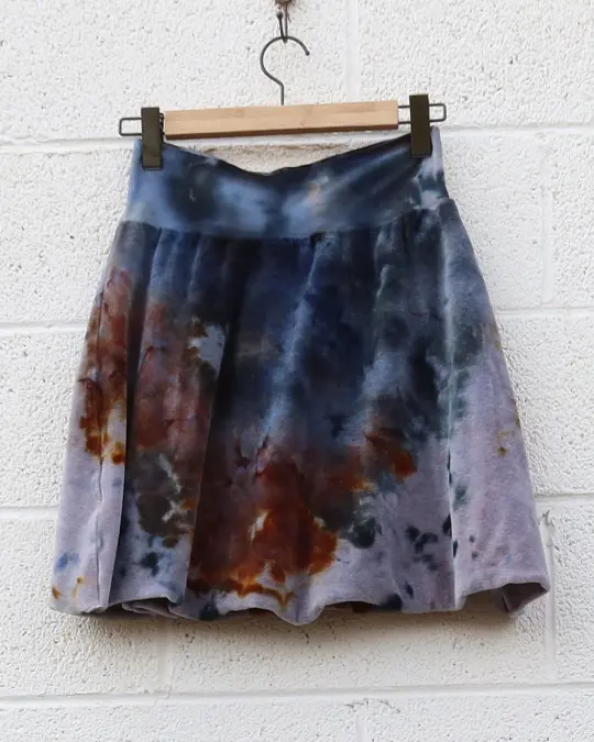 OOAK - Wanderer Short Skirt / M / Velour / Ice Dye ) (464)