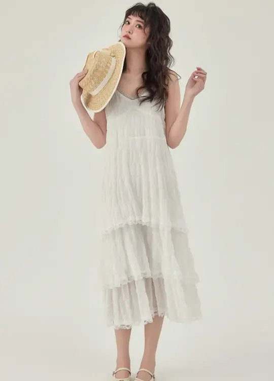 French suspender skirt 2025 new first love dress white niche cake skirt R2356