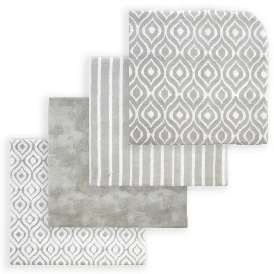 Tendertyme Baby Boys and Baby Girls Watercolor 4 Pack Receiving Blankets, Soft Gray