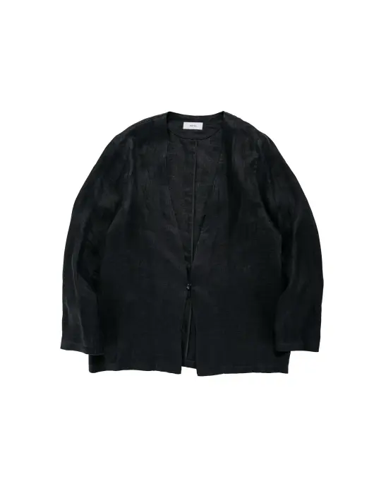 marka Minimalist Jacket Linen Gauze Double Cloth Black