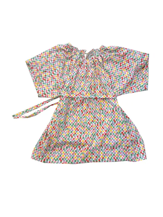 Rhonda Summer Dress in Gingham Faces | Gathered neckline