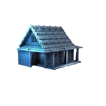 Unpainted 28mm 3D-printed thatched stilt hut — tabletop RPG terrain for D&D, Pathfinder & wargaming
