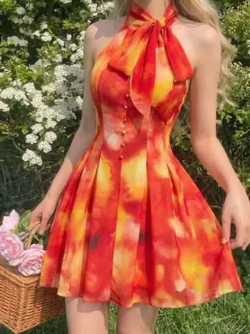Vibrant Orange A-Line Halter Corset Mini Prom Dress Homecoming Dress RS606