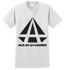 ACE OF DYMONDZ T-SHIRT - WHITE WITH BLACK LOGO