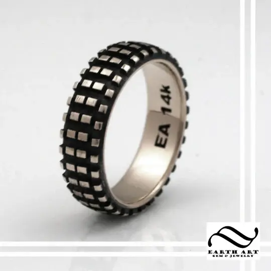 Dirt Bike Tire Tread Ring 14k or Sterling Silver