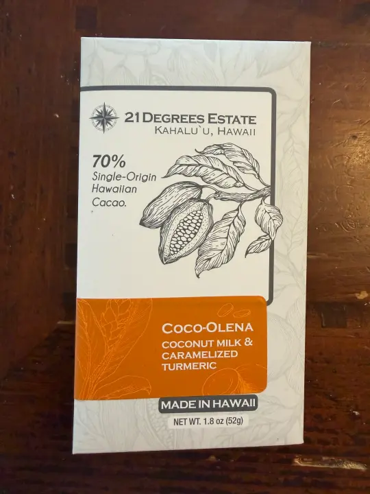 "Coco-Olena"  - 70% Coconut Milk & Carmelized `Olena (Turmeric) Inclusion Bar (Vegan)