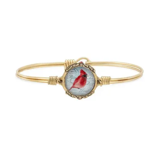 VINTAGE RED CARDINAL BANGLE BRACELET