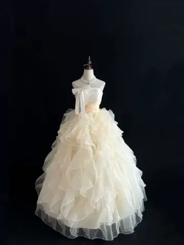 Pastel Yellow Elegant Prom Gown , Tulle Pleated Maxi Evening Dress Birthday Dress RS1630