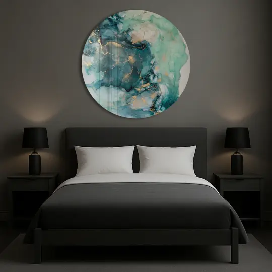 Malachite Flux | Circle Alcohol Ink Glass Print