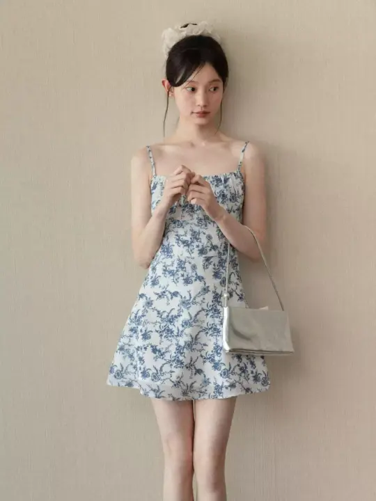 Vintage Floral Print Cami Dress with Smocked Back R9168