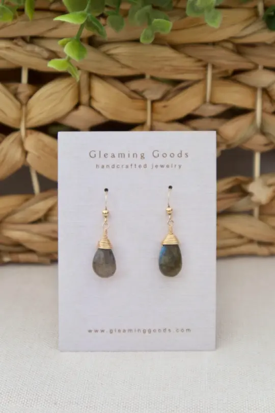 Faceted Labradorite Stone Earrings