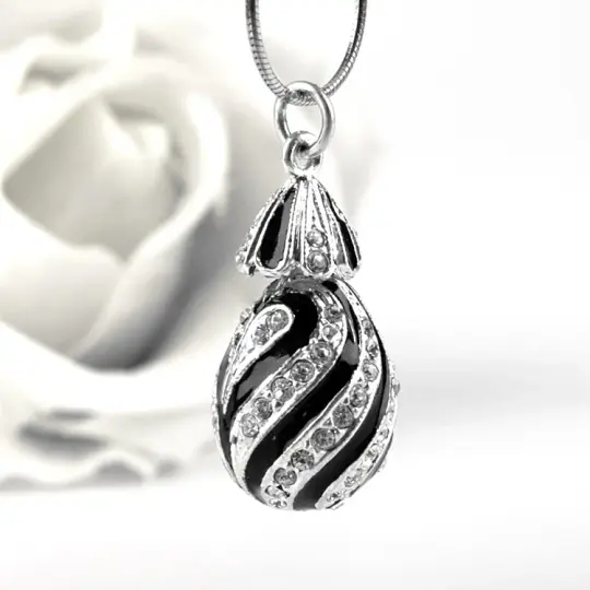 Black & Silver Egg Pendant