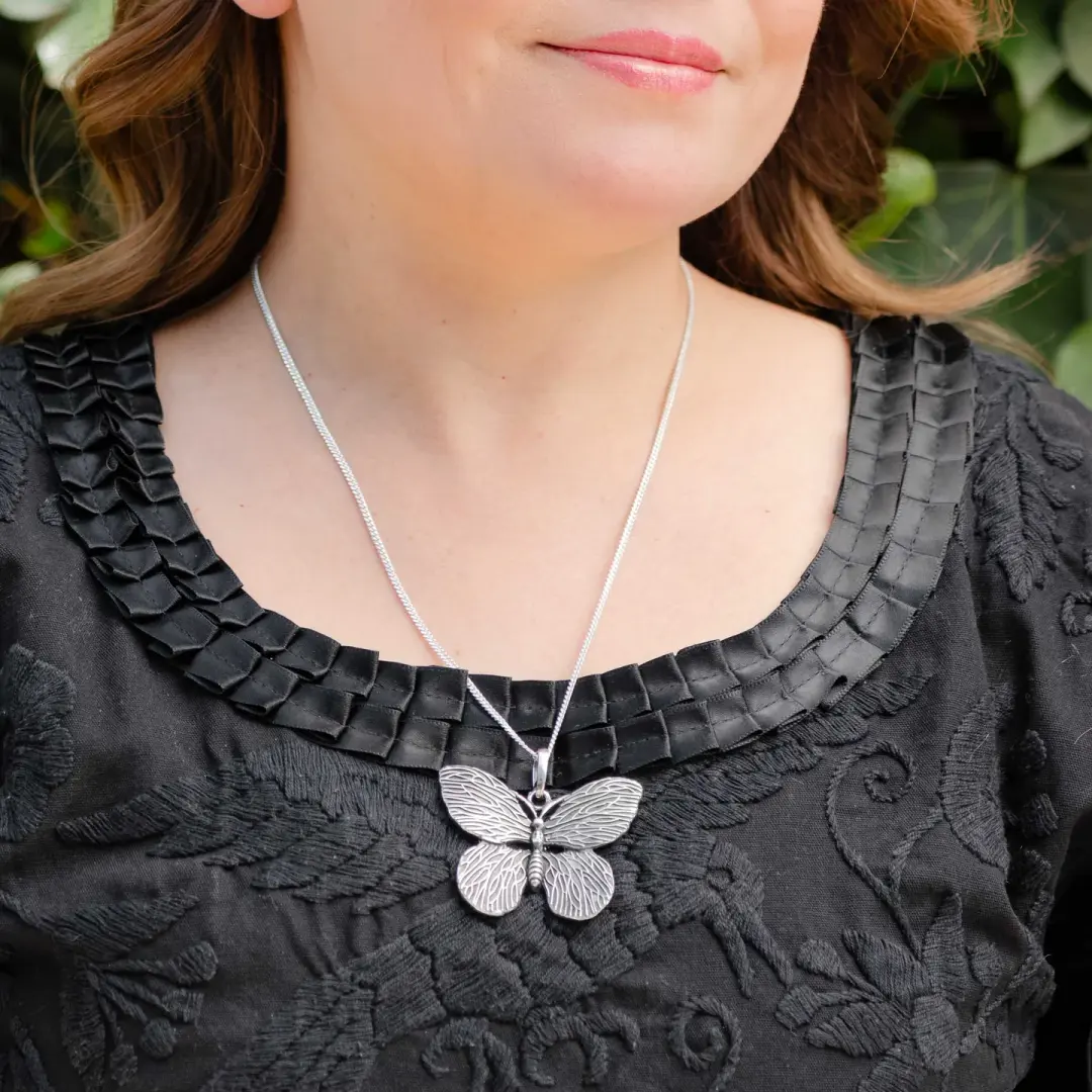 Sterling Silver Large Butterfly Pendant