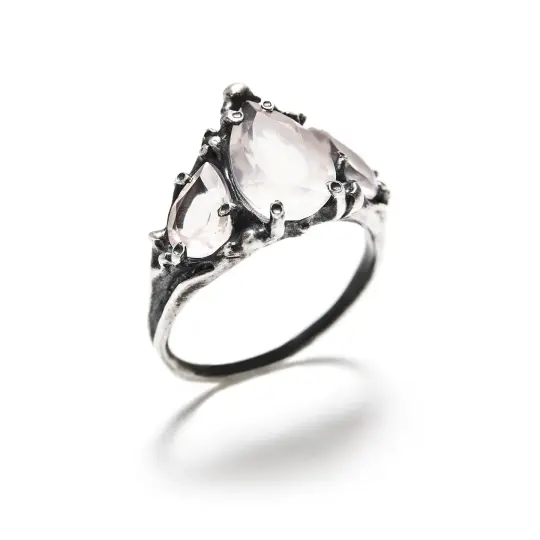 * Ready to Ship * Persephone Diadem. Sterling Silver & Rose Quartz Ring. Size 7