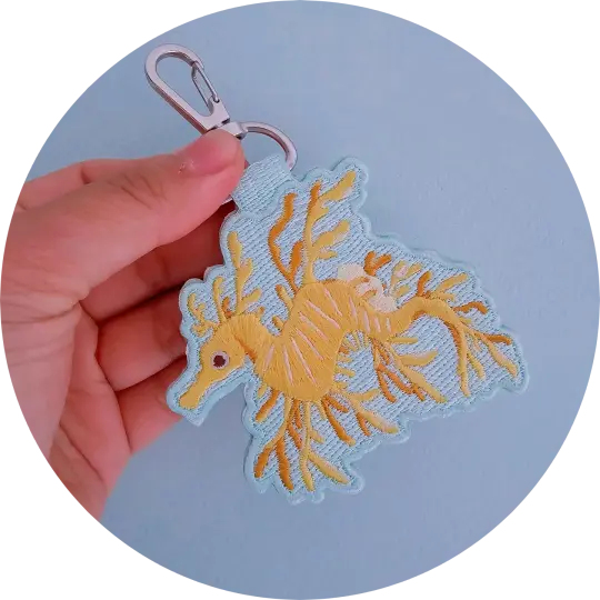 Leafy Sea Dragon Embroidered Keychain