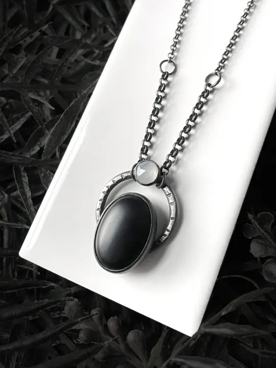 Matte Black Onyx Orbit Necklace