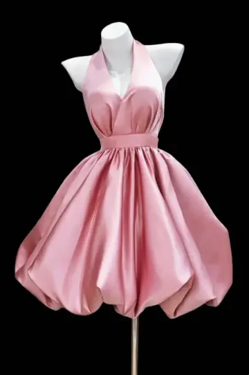 Cute Pink A-Line Halter Bodycon Mini Birthday Dress Homecoming Dress RS431