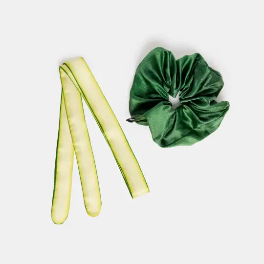 Silk Tie Scrunchie in Zucchini