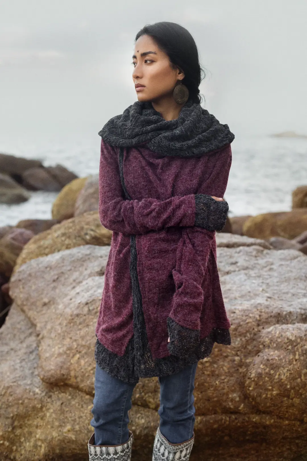 Hooded Cardigan Saranya Red