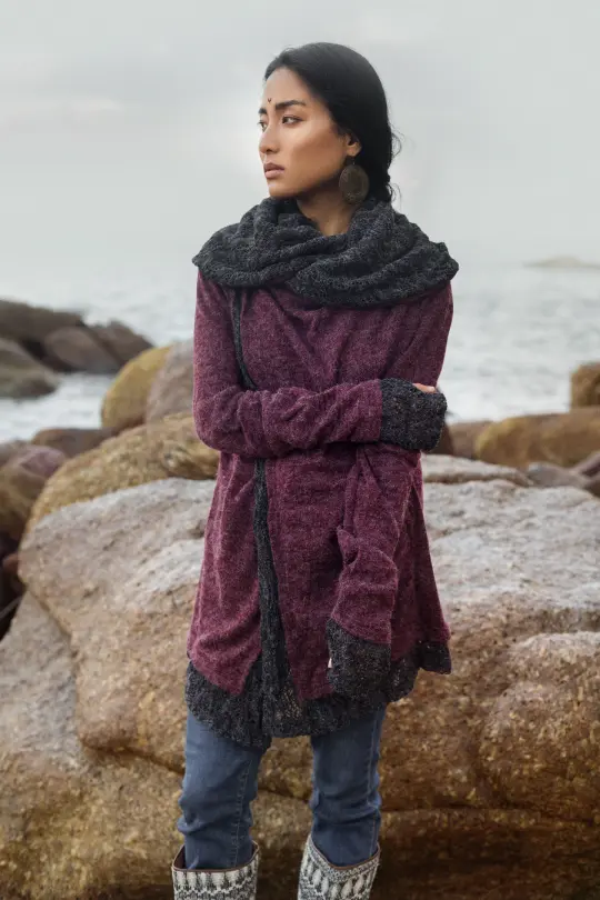 Hooded Cardigan Saranya Red