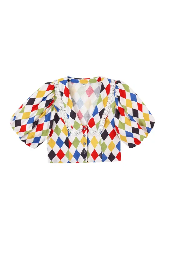 Church Girl Blouse Soft Linen Harlequin