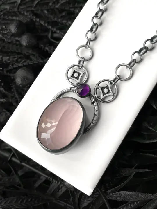 Rose Quartz Glow Necklace with Fancy Chain