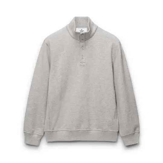 Midweight Terry Standard Button Mockneck