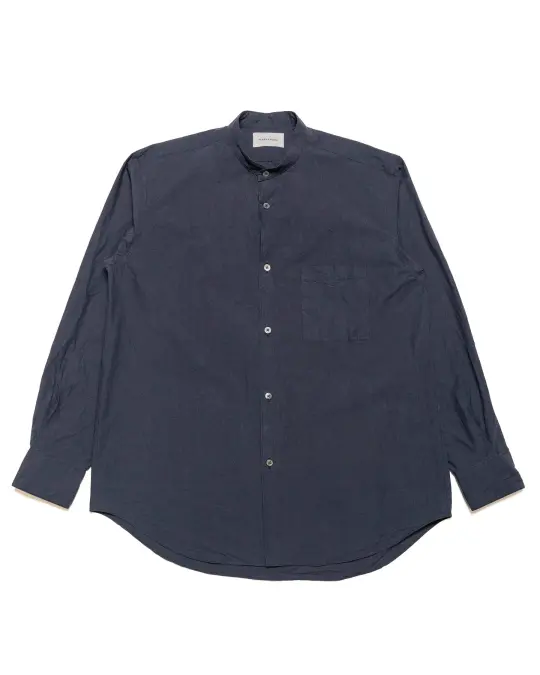 MARKAWARE Regular Fit Mao Collar Shirt Ultimatepima 60/1 Typewriter Charcoal