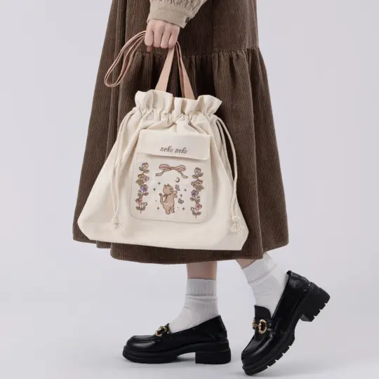 Tsuki ‘Vintage Neko’ Limited Edition Embroidered Tote Bag ☾