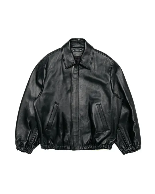 ssstein Sheep Leather Zip Short Jacket Black