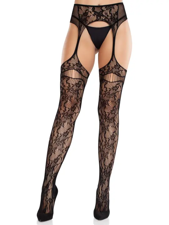 Bloom Net Garter Belt Stockings - Gothic Hosiery - Alternative Fashion Lingerie