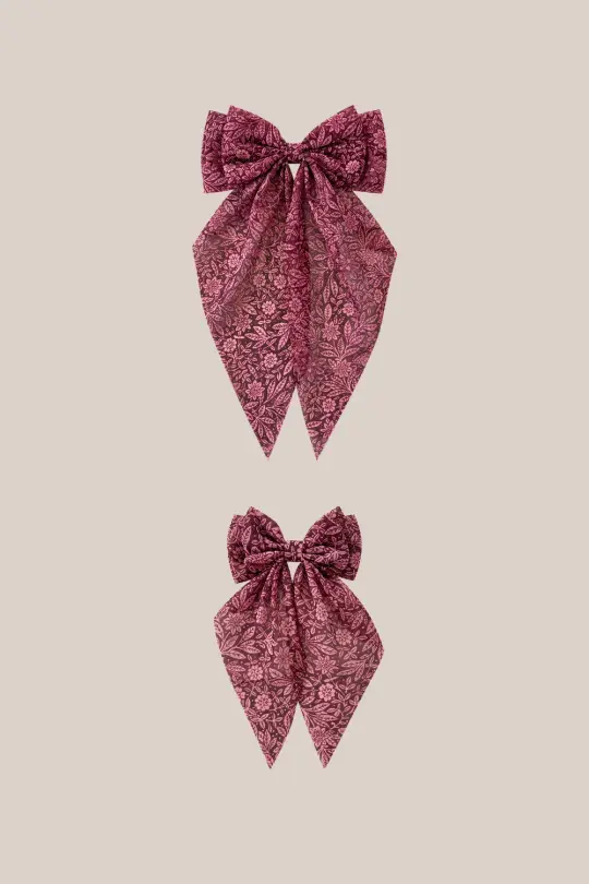 Hair Bows in Garnet Merry Ditsy