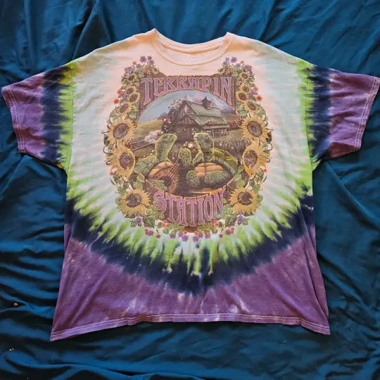 Vintage Grateful Dead Terrapin Station, size 2X Liquid Blue Tie Dye t-shirt