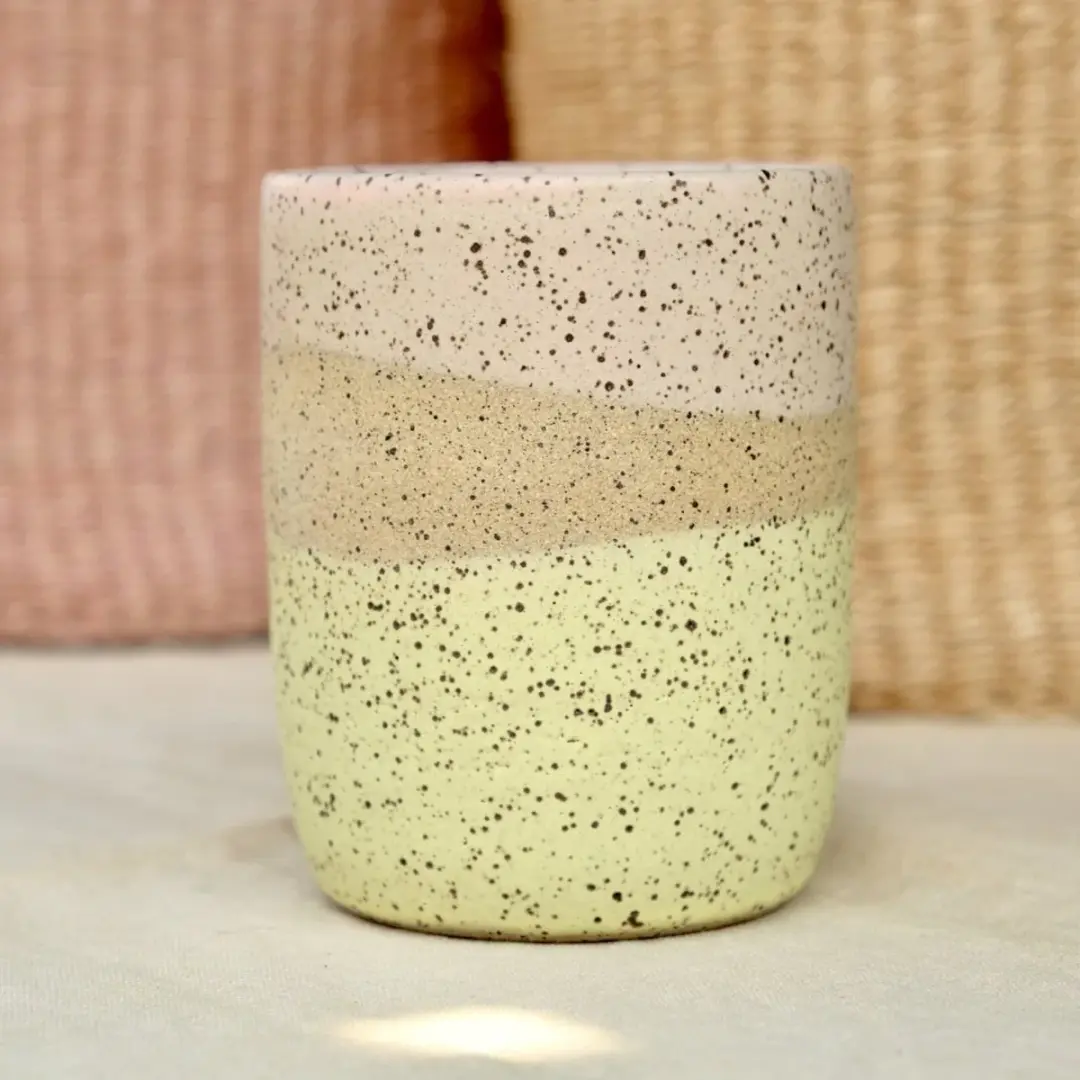 Tall Tumbler in Cherry Blossom and Lemon Stripes