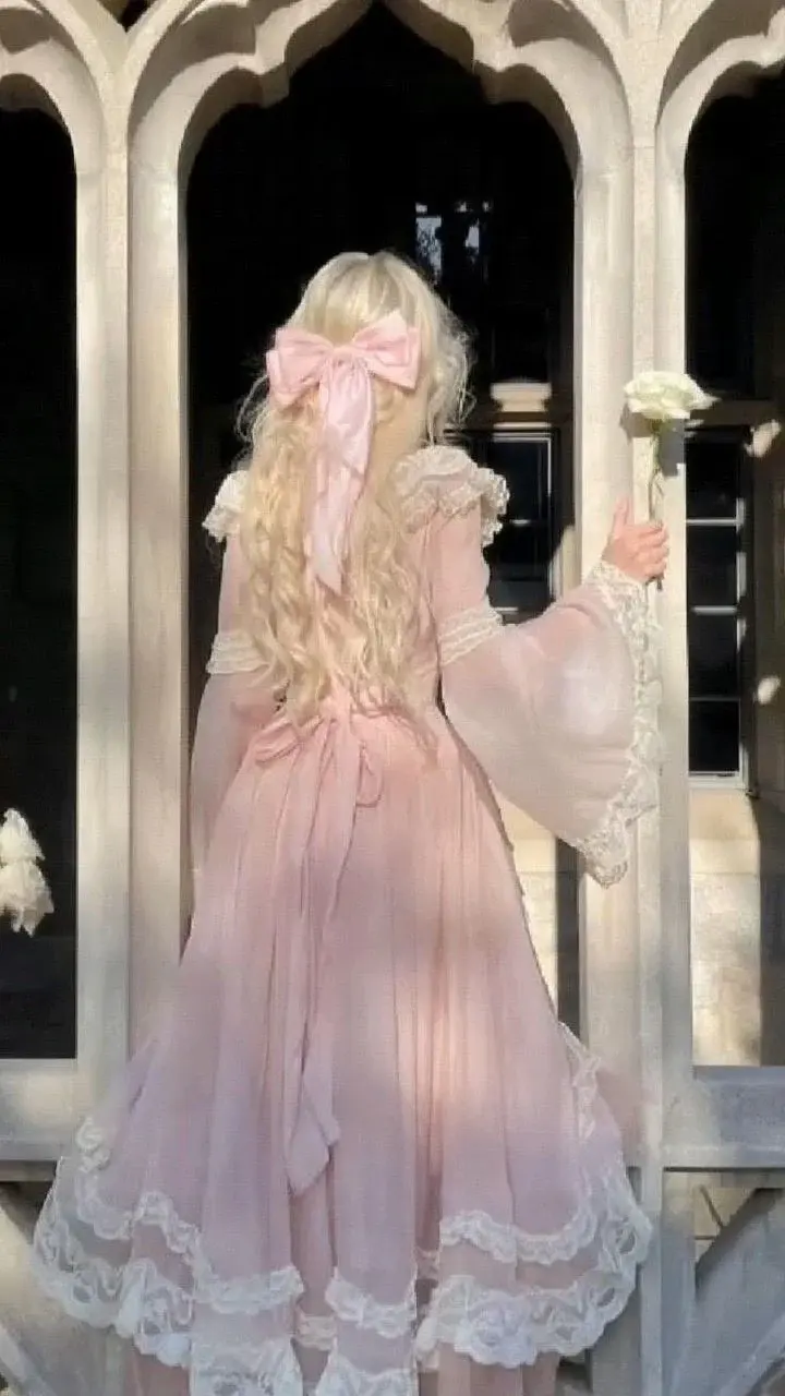 Girlish Lace Trim Women's Prom Gown Blush Pink Corset Maxi Evening Dress Birthday Dress — Fall Outfit 2026 New RS3157
