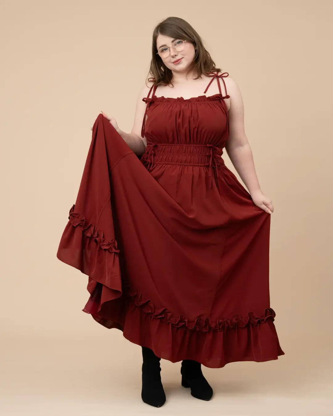 Fleur Dress in Carmine Rose