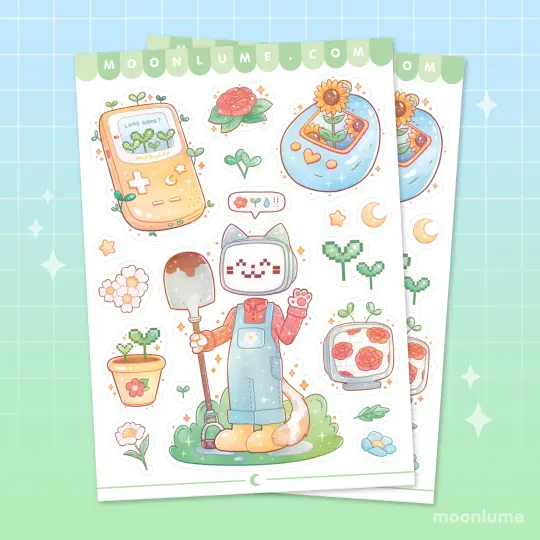 Virtual Garden & Pixel Gardener - matte vinyl sticker sheet