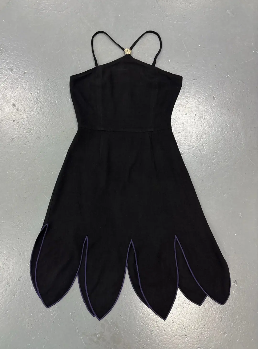 SAMPLE #427 - S Ursula Soft Linen Midi Dress - Black / Purple